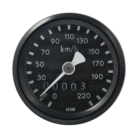 MMB 48mm Ultra Mini Speedometer (Tacho), Schwarz, KmH