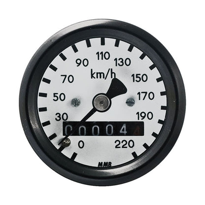 MMB 48mm Ultra Mini Speedometer (Tacho), Schwarz/Weiß KmH